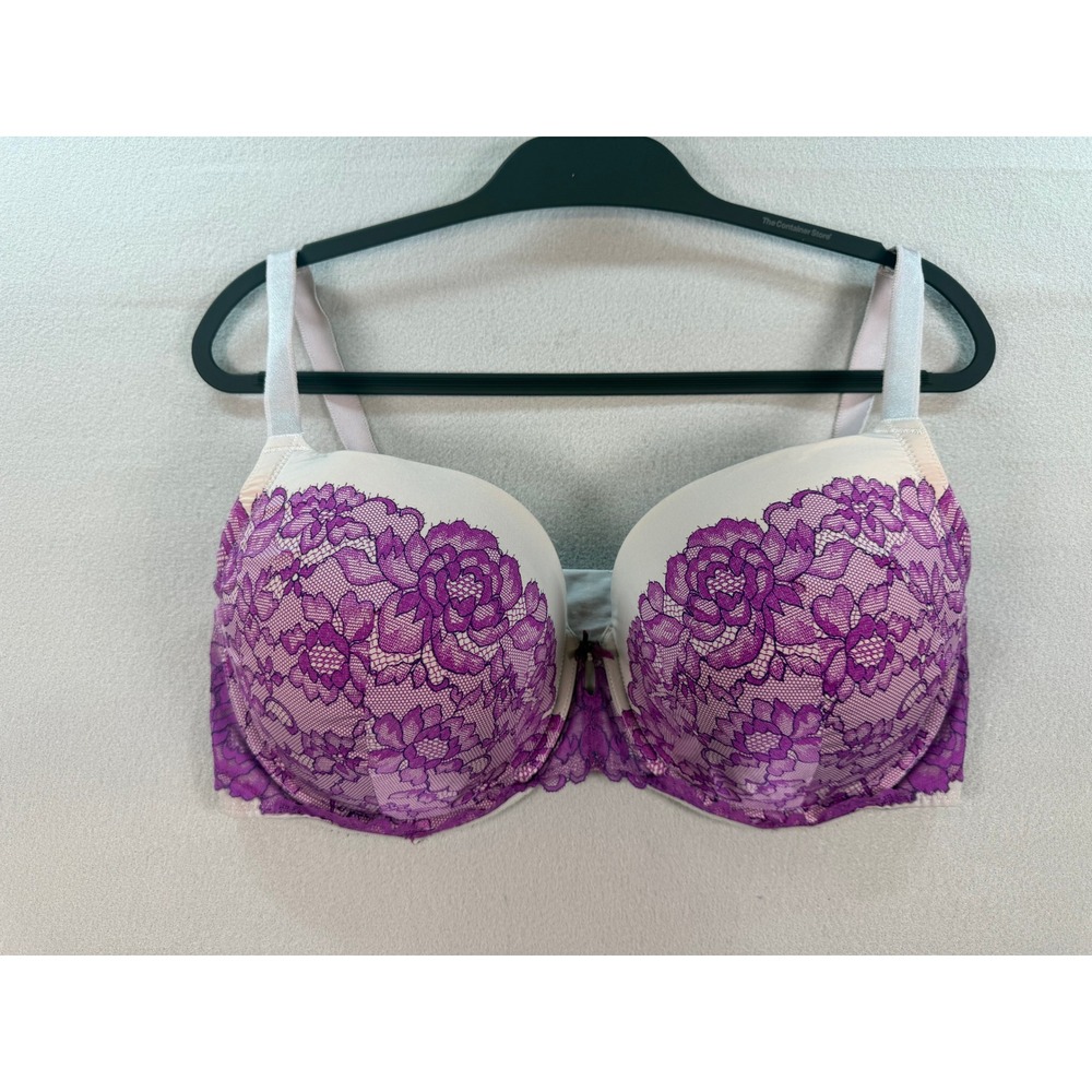 Torrid Purple Floral Lace Push Up Underwire Bra 40DDD Gray Padded Strappy 40 DDD - Picture 1 of 7